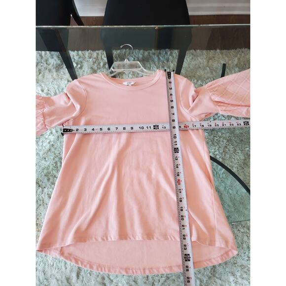 Crown & Ivy Womens Pink Cotton Long Sleeve Round Neck Top Blouse Size Small - Picture 9 of 10